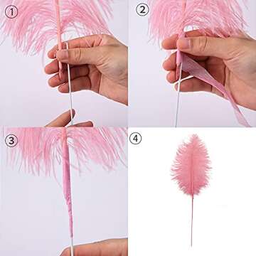 Ballinger Lotus Pink Ostrich Feathers - Making Kit 10Pcs 28 inch Long Ostrich Feathers Bulk for Wedding Party Centerpieces, Vase Floral Arrangement and Home Decor