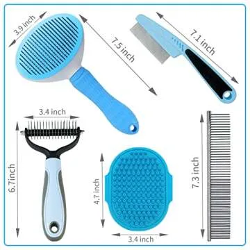 MASTER QUEEN Dog Grooming Kit - 5 Pieces: Slicker Brush, Shedding Brush, Puppy Brush, Flea Comb, and...