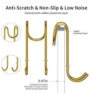 Shower Squeegee and Window Squeegee, Stainless Steel, 100% Streak-Free, Cleaner for Bathroom Showers Glass Doors, Home Mirrors, Car Windows Wiper, Adhesive Holder, Shower Door Hook, 10 Inch, Gold