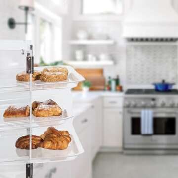 VIVO 3-Tier Acrylic Bakery Display Case with Removable Trays