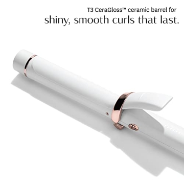 T3 Curl ID 1.25" Digital Ceramic Curling Iron with Smart Touch Interface & Interactive HeatID Technology for Automatic Heat Setting Personalization - Shiny Smooth Curls that Last, White