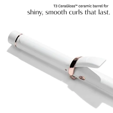 T3 Curl ID 1.25" Digital Ceramic Curling Iron with Smart Touch Interface & Interactive HeatID Technology for Automatic Heat Setting Personalization - Shiny Smooth Curls that Last, White