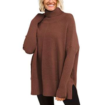 EFAN Women's Turtleneck Oversized Sweaters Fall Outfits Clothes Trendy Long Pullover Knit Winter Tun...