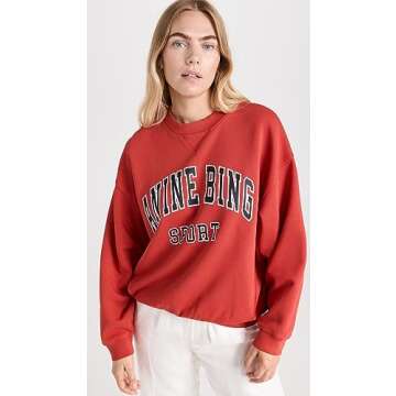 ANINE BING Women's Jaci Sweatshirt, Red, XS
