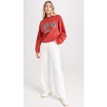 ANINE BING Women's Jaci Sweatshirt, Red, XS