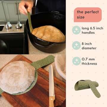 Sourdough Silicone Bread Sling 2 Pack - Reusable Silicone Baking Mat for Dutch Oven w/Long Handles -...