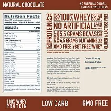 Isopure Low Carb 100% Pure Whey Isolate Protein Powder, Lactose Free, Gluten Free, With Vitamins, Chocolate, 25g Protein Per Serving, 3 Lbs, 39 Servings