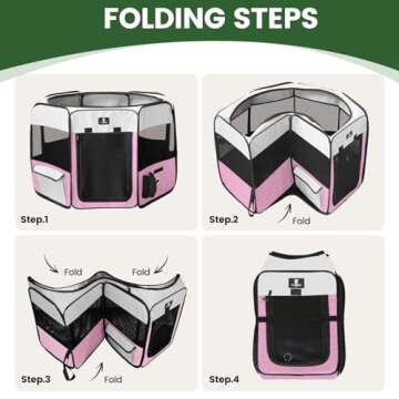 X-ZONE PET Dog Playpen Portable Pet Play Pens for Puppies, Cat, Rabbit, Chicks, Foldable Exercise Play Tent Kennel Crate, Indoor/Outdoor Travel Camping Pink Small