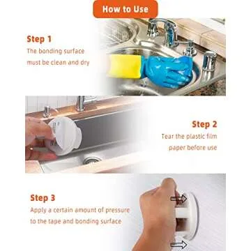 Happy Face Sponge Holder，Sponge Storage with Reusable Waterproof Double Adhesive-Sided, Specially Design for Sink Caddy W, Suitable for Smiley Sponge (Excluding Sponge), White