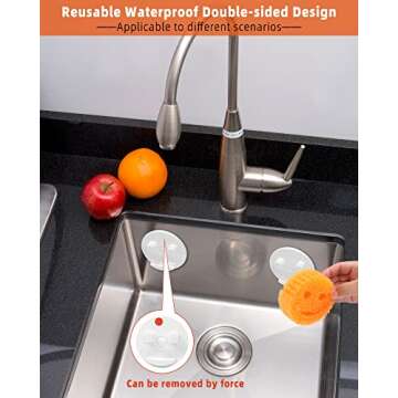 Happy Face Sponge Holder，Sponge Storage with Reusable Waterproof Double Adhesive-Sided, Specially Design for Sink Caddy W, Suitable for Smiley Sponge (Excluding Sponge), White