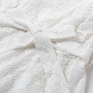 Simplee Women's V Neck Embroidery Short Sleeve Slit One Piece Wrap Dress Eyelet Ruffle Midi Formal Dresses with Belt