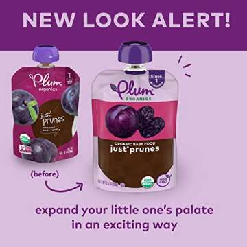 Plum Organics | Stage 1 | Organic Baby Food Meals [4+ Months] | Just Prunes | 4 Ounce Pouch (Pack Of 12)