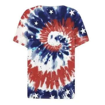 Stylish CUCUHAM Patriotic Henley Top for Women - Fourth of July