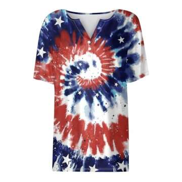 Stylish CUCUHAM Patriotic Henley Top for Women - Fourth of July