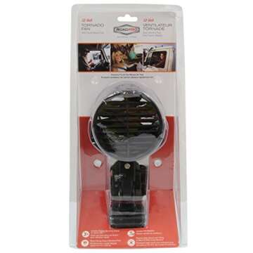 RoadPro RPSC-857 12-Volt Tornado Truck Fan with Mounting Clip, Small 12v Cooling Fan, Black