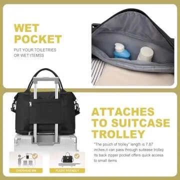 For Spirit Airlines Personal Item Bag 18x14x8 Foldie Travel Duffel Bag, Double expandable Gym Sport Tote Bag, Foldable Waterproof Weekender Carry On Overnight Bags for Airplanes Women Men,Black