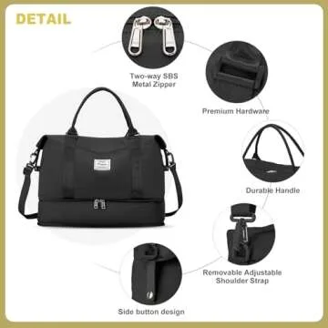 For Spirit Airlines Personal Item Bag 18x14x8 Foldie Travel Duffel Bag, Double expandable Gym Sport Tote Bag, Foldable Waterproof Weekender Carry On Overnight Bags for Airplanes Women Men,Black