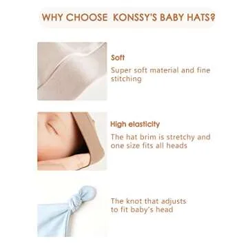 Konssy Newborn Hats 8 Pack Soft Stretchy Beanies for Babies