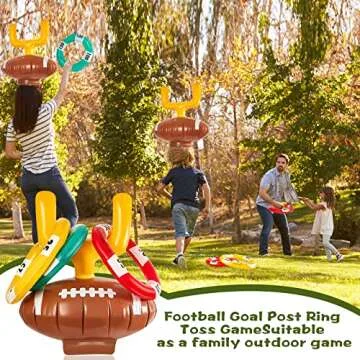 Civaner 2 Set Inflatable Post Ring Toss Football Goal Post Game Include 2 Pieces Hat 6 Pieces Toss Ring for Boys Girls Football Party Games(Cute Style)