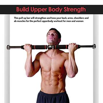 Ascent Fitness Pull Up Bar - Doorway Pullup Bar/Chin up Bar 26 to 39 Inches Adjustable Width Total Upper Body Fitness Exercise & Training Equipment for Home