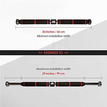 Ascent Fitness Pull Up Bar - Doorway Pullup Bar/Chin up Bar 26 to 39 Inches Adjustable Width Total Upper Body Fitness Exercise & Training Equipment for Home