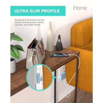 iHome Slim USB Wall Charger: AC Pro Multiport USB Charger, USB Plug Adapter & Phone Charging Block, 4 USB Plugs for Wall Outlet, Flat 4 Port USB Charger & USB Wall Adapter