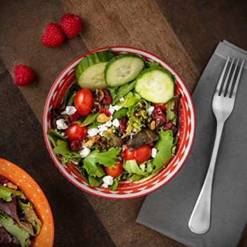 Annovero Deep Cereal Bowls Set Of 6, Colorful Porcelain Microwave Safe Bowls For Soup, Pasta, Salad, Zero Lead & Cadmium, Dishwasher & Oven Safe