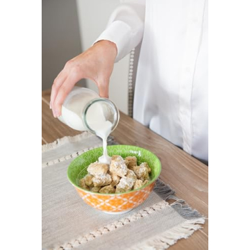 Annovero Deep Cereal Bowls Set Of 6, Colorful Porcelain Microwave Safe Bowls For Soup, Pasta, Salad, Zero Lead & Cadmium, Dishwasher & Oven Safe