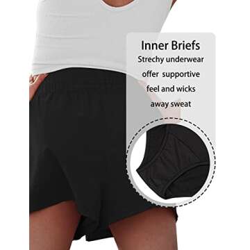 AUTOMET Womens Running Shorts High Waisted Athletic Shorts Casual Summer Workout Shorts Gym Elastic Sporty Shorts Black