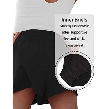 AUTOMET Womens Running Shorts High Waisted Athletic Shorts Casual Summer Workout Shorts Gym Elastic Sporty Shorts Black