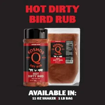 Kosmos Q Dirty Bird HOT BBQ Rub - Spicy BBQ Rubs for Smoking & Grilling Chicken, Turkey & More - Hot BBQ Seasoning Shaker for Spicy, Juicy Meat (11 oz)