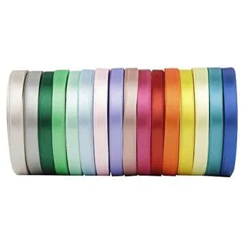 VATIN Assorted Color 3/8 inches 400 Yds Satin Ribbon 16 Colors, Ribbon for Gift Wrapping, Perfect for Embroidery/braiding/Leis and Wands,2 5 Yard/Rolls