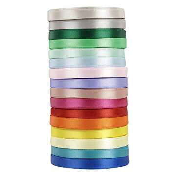 VATIN Assorted Color 3/8 inches 400 Yds Satin Ribbon 16 Colors, Ribbon for Gift Wrapping, Perfect for Embroidery/braiding/Leis and Wands,2 5 Yard/Rolls