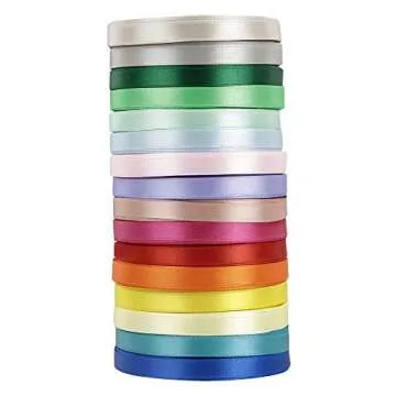 VATIN Assorted Color 3/8 inches 400 Yds Satin Ribbon 16 Colors, Ribbon for Gift Wrapping, Perfect for Embroidery/braiding/Leis and Wands,2 5 Yard/Rolls