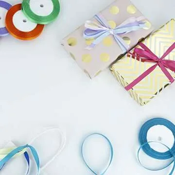 VATIN Assorted Color 3/8 inches 400 Yds Satin Ribbon 16 Colors, Ribbon for Gift Wrapping, Perfect for Embroidery/braiding/Leis and Wands,2 5 Yard/Rolls