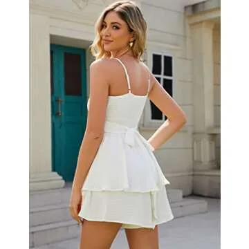 ADERWAY Women's Summer Ruffle Romper - Stylish & Adjustable