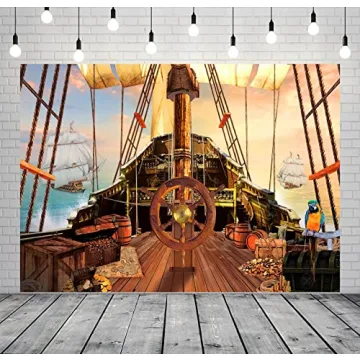 BELECO 7x5ft Vintage Pirate Ship Backdrop for Events