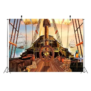 BELECO 7x5ft Vintage Pirate Ship Backdrop for Events