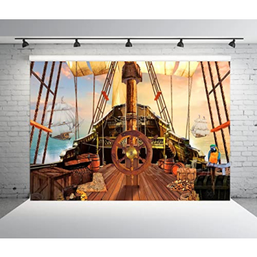 BELECO 7x5ft Vintage Pirate Ship Backdrop for Events