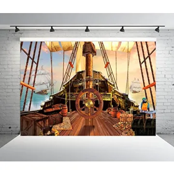 BELECO 7x5ft Vintage Pirate Ship Backdrop for Events