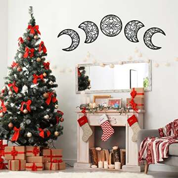 Mlooog Moon Decor Wooden Moon Phase Wall Decor-Bohemian Above Bed Wall Decor For Bedroom - Black Liv...