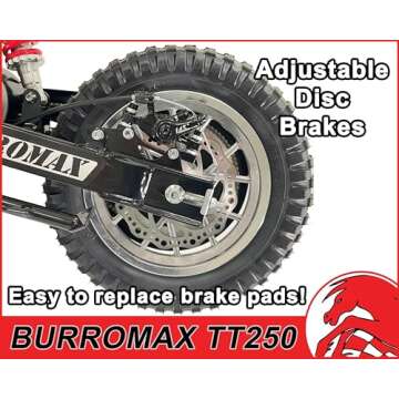 Burromax TT250 Electric Dirt Bike for Kids, 250w 24v 7ah, 2 Speeds, 14 Mph, Up to 150lb Rider, Off-Road Electric Mini Bike (White)