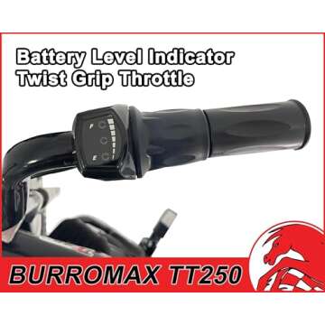 Burromax TT250 Electric Dirt Bike for Kids, 250w 24v 7ah, 2 Speeds, 14 Mph, Up to 150lb Rider, Off-Road Electric Mini Bike (White)