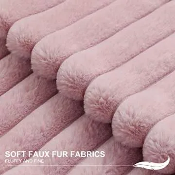 Pallene Faux Fur Plush Throw Pillow Covers 18x18 Set of 2, Luxury Soft Fluffy Striped Decorative Pil...