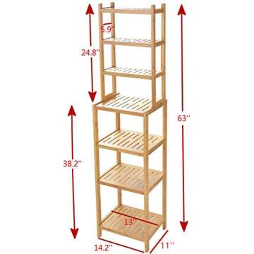 Stylish URFORESTIC 7-Tier Bamboo Bathroom Shelf