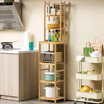 Stylish URFORESTIC 7-Tier Bamboo Bathroom Shelf