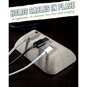 Smartish Magnetic Cord Holder - Bigger Cable Wrangler Organizer with Magnet Clips for Charger Management on Desktop, Nightstand, or Side Table - Holds 6+ Cables - Lightly Toasted Beige