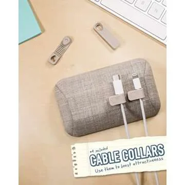 Smartish Magnetic Cord Holder - Bigger Cable Wrangler Organizer with Magnet Clips for Charger Management on Desktop, Nightstand, or Side Table - Holds 6+ Cables - Lightly Toasted Beige