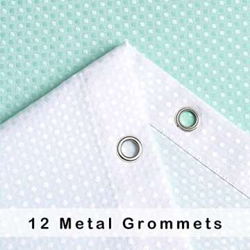 Aqua White Gradient Waffle Weave Shower Curtain Water Resistant Ombre Print Bathroom Spa Hotel Decorative Fabric Shower Curtain Liner with 12 Grommets(Cream White/Aqua, 70"x72")