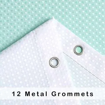 Aqua White Gradient Waffle Weave Shower Curtain Water Resistant Ombre Print Bathroom Spa Hotel Decorative Fabric Shower Curtain Liner with 12 Grommets(Cream White/Aqua, 70"x72")